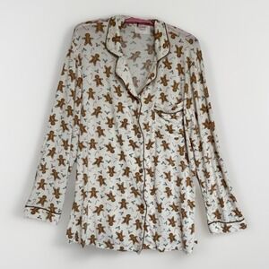 In My Sundays Sleep Shirt Pajama Top Gingerbread Print 95% Tencel 5% Spandex L